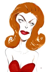 Julie London, chanteuse et actrice américaine (1926-2000); caricature en couleur, 2015